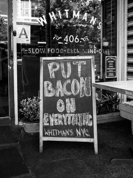 whitmans east village, put bacon on everything, Megan Crandlemire Photography